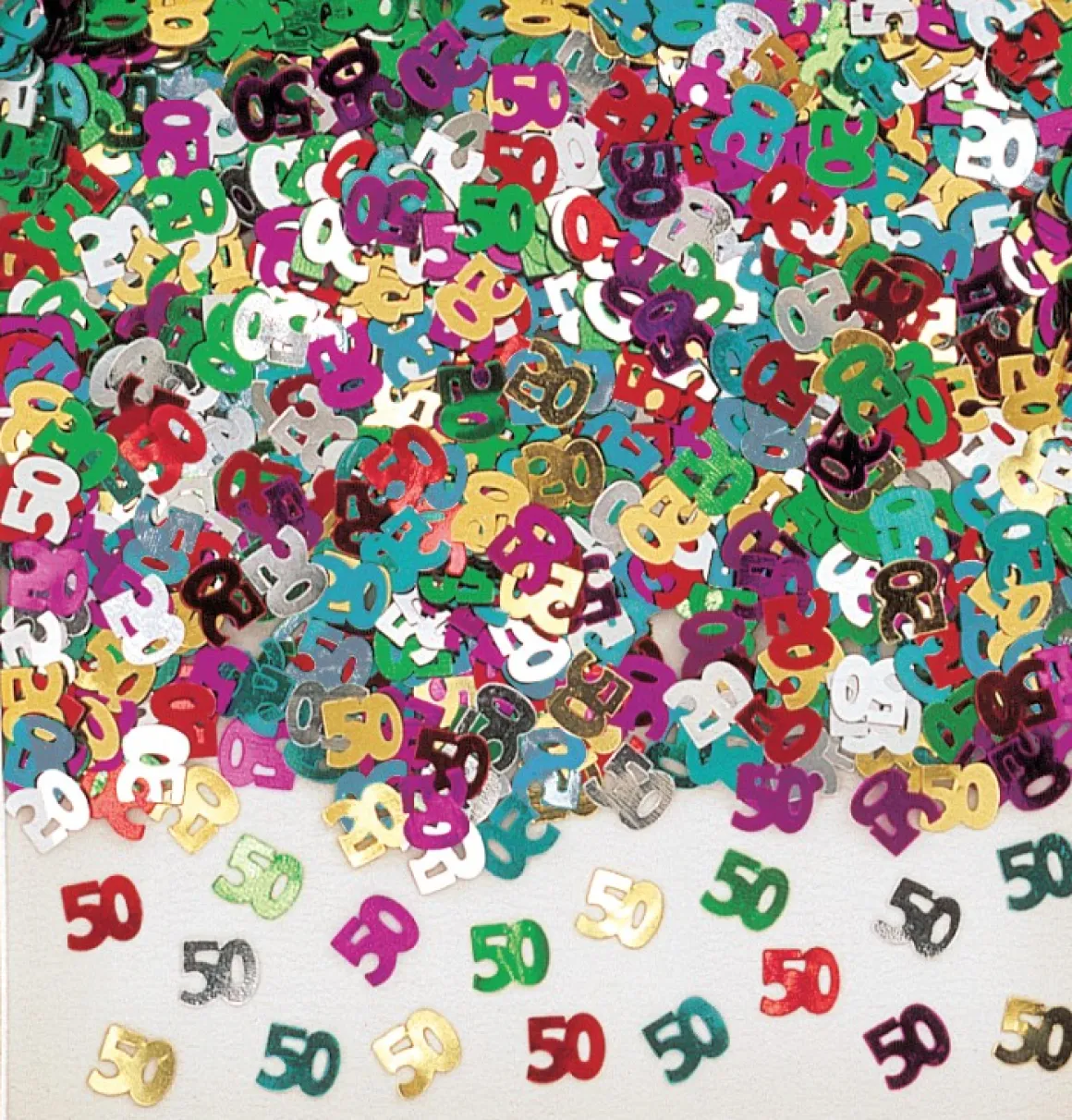 Konfetti: Zahl 50 bunt metallic Mix 14 g.