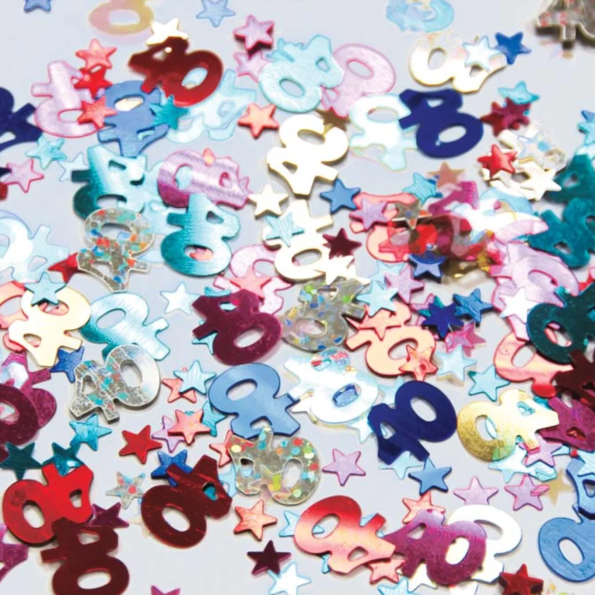 Konfetti: Zahl 40 bunt metallic Mix 12 g.