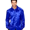 Kostüm; 70er Disco Hemd, blau  Größe: M