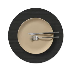 LIND DNA Tischset circle L Corduroy Black Ink  Ø 38 cm recyceltes Leder