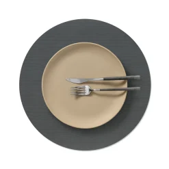 LIND DNA Tischset circle L Corduroy Anthracite  Ø 38 cm recyceltes Leder