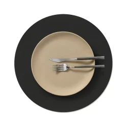 LIND DNA Tischset circle L Nupo Black ink  Ø 38 cm recyceltes Leder