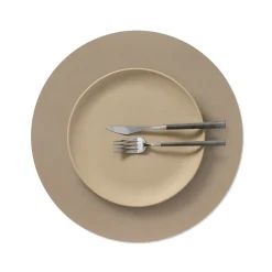 LIND DNA Tischset circle L Nupo Clay Brown Ø 38 cm recyceltes Leder