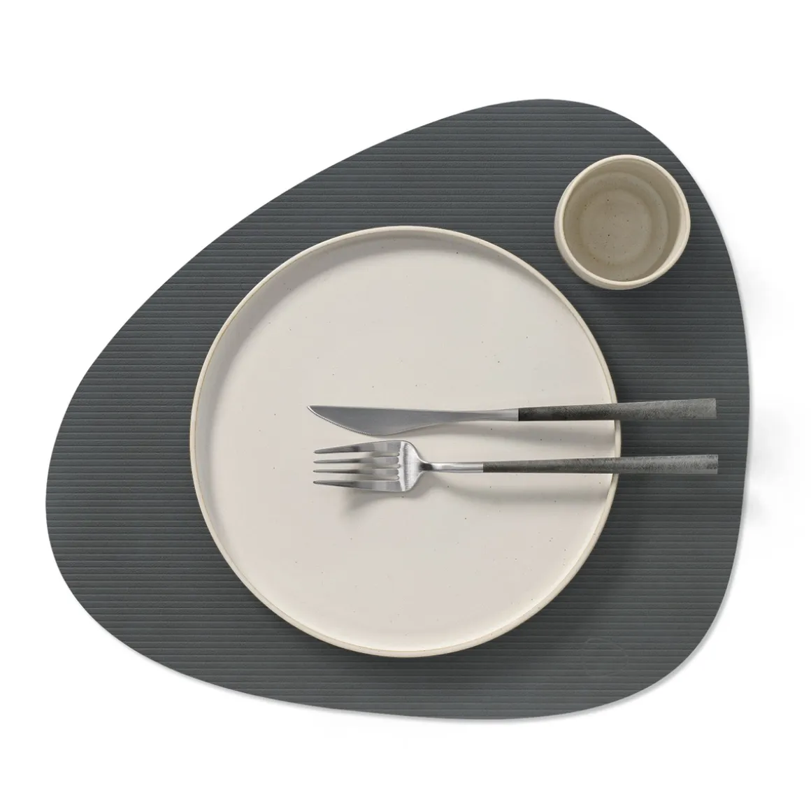 LIND DNA Tischset curve L Corduroy Anthracite 37x44 cm recyceltes Leder