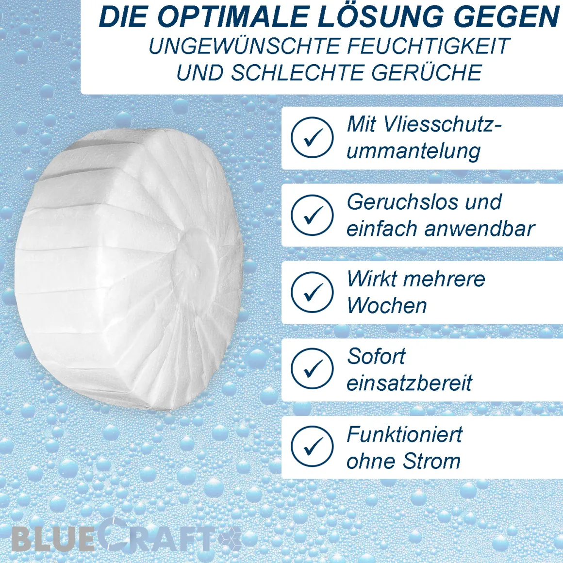 Luftentfeuchter Box mit 1 x 450g Luftentfeuchter in Vlies-Schutzummantelung