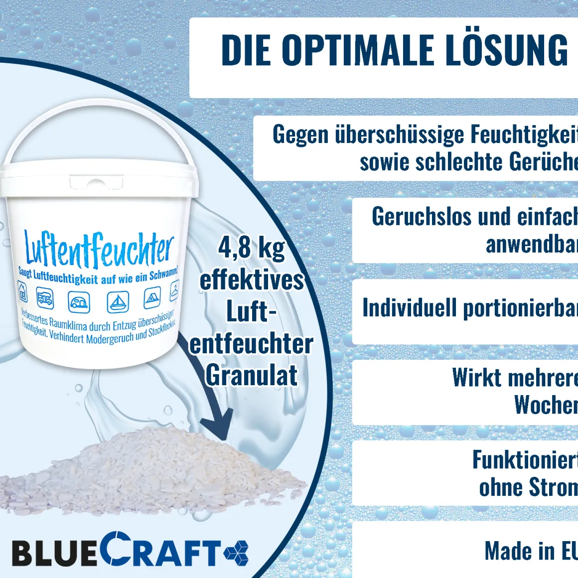 Luftentfeuchter Granulat 4,8 kg im 5 L Nachfülleimer für Raumentfeuchter