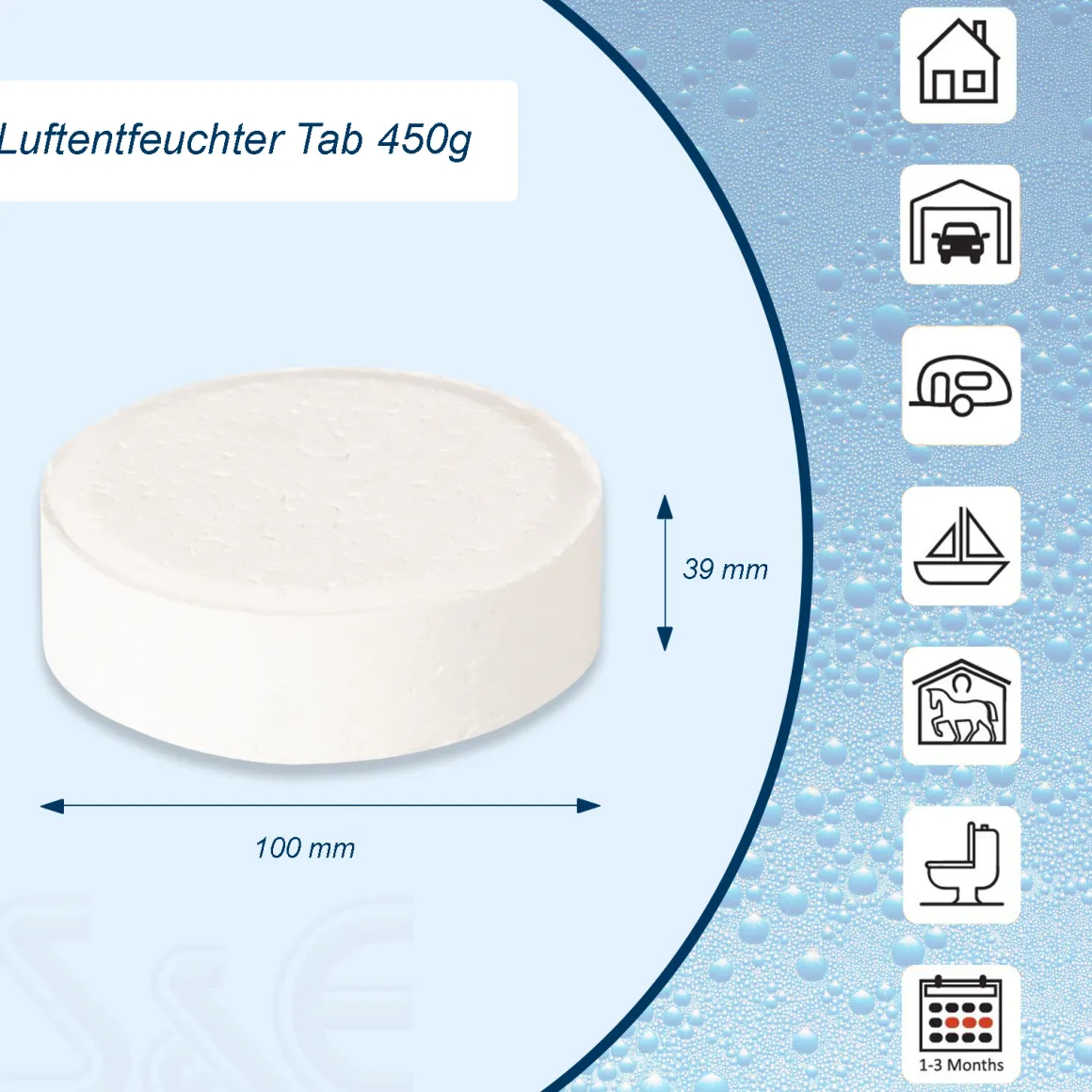Luftentfeuchter Nachfüllpackung 9x 450g Granulat im Vliesbeutel & 3x 450g Tabs ohne Vlies