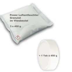 Luftentfeuchter Nachfüllpackung 3x 450g Granulat im Vliesbeutel + 1 Tab ohne Vlies