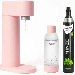 MySoda Sprudler Woody Rosa  mit CO2 Aromazylinder Minze & 1L Flasche