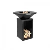 Ofyr Classic Storage Black Feuerplatte 85  mit Holzfach