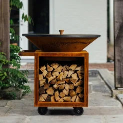 OFYR Classic+ Storage Corten Feuerplatte 100 PRO mit Holzfach