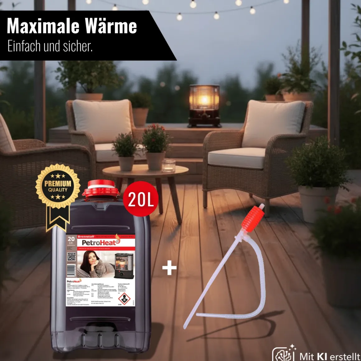 Petroleum geruchsarm 20 Liter Kanister mit Handpumpe für Heizofen Petroleumofen