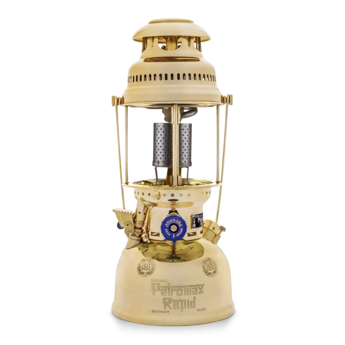 Petromax Starklichtlampe | Petroleumlampe Messing | Gold mit Reflektorschirm