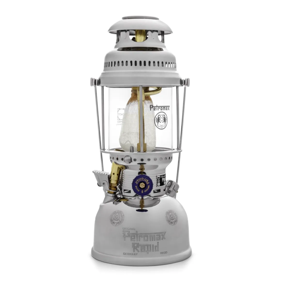 Petromax Starklichtlampe | Petroleumlampe Chrom mit Reflektorschirm