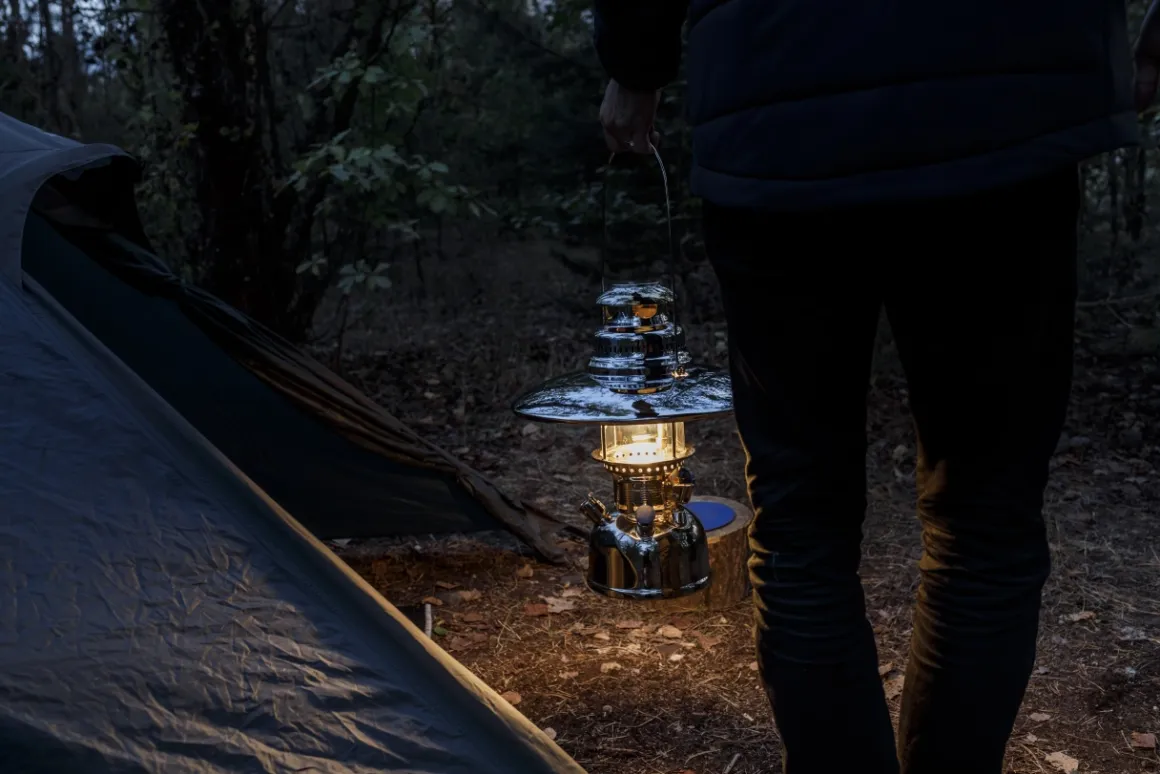 Petromax Starklichtlampe | Petroleumlampe Chrom mit Reflektorschirm