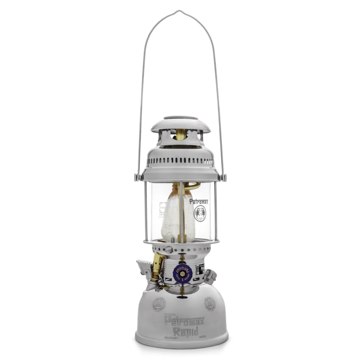 Petromax Starklichtlampe | Petroleumlampe Chrom mit Reflektorschirm