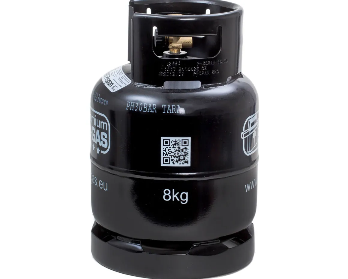Premium BBQ-GAS Flasche 8 kg gefüllt & Grillbürste inkl 8 kg Propangas nach DIN 51622