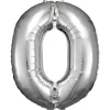 Riesenzahl 0, Silber Folienballon