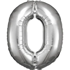 Riesenzahl 0, Silber Folienballon