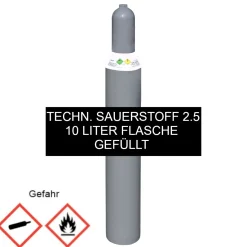 Sauerstoff 10 Liter gefüllt   (technisch 2.5) geprüft