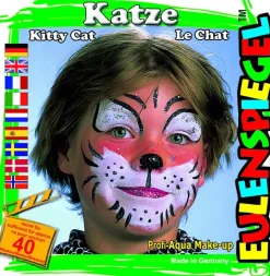 Schminke: Motiv-Set Katze  4 Farben, Pinsel und Anleitung