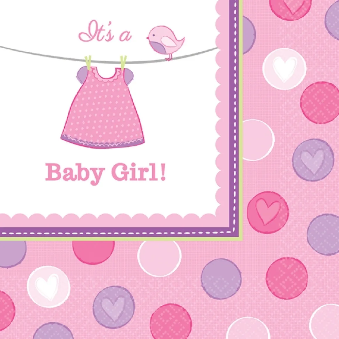 Servietten: Baby Girl - With Love 16 Stk.