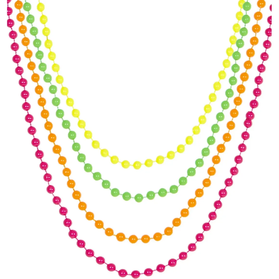 Set aus 4 neonfarbenen Perlenketten – Buntes Accessoire in verschiedenen Farben