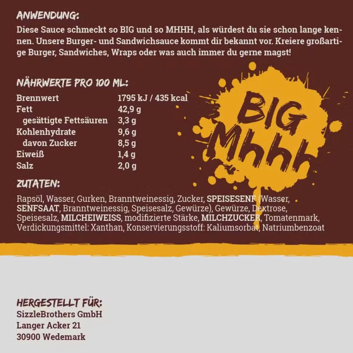 Sizzle-Brothers Big Mhhh Burger & Sandwichsauce 500 ml