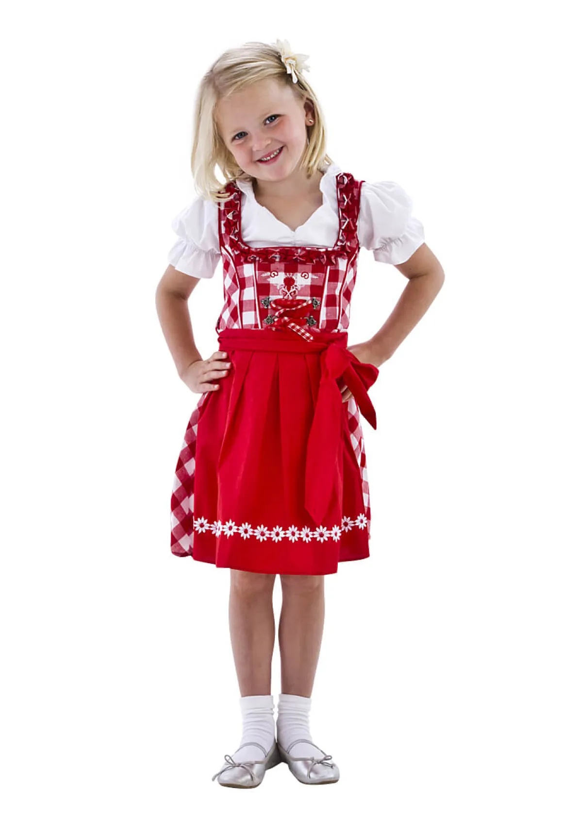 Tracht Kinder-Dirndl, rot/weiß kariert Größe: 116