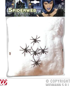 Weißes Spinnenetz Set - Halloween 100 g mit 5 Spinnen
