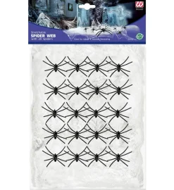 Widman Weißes Spinnennetz Set 500 g -  Halloween-Deko mit 20 Spinnen