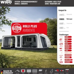 WIGO Vorzelt Rolli Plus Ambiente Größe 5b  Umlaufmaß 822-857cm