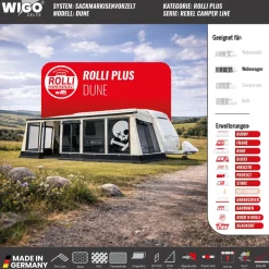 WIGO Vorzelt Rolli Plus Dune | Größe 7 |  Umlaufmaß 911 945 cm