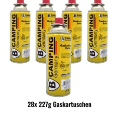 28x Butan Gaskartusche 227g, Ventilkartusche  für Gaskocher und Gasbrenner, Farbe blau