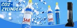 7 x CO2 Zylinder Kohlensäure 425 g Flasche  mit Füllung bis zu je 60 L f. Soda-Stream Wasser-M