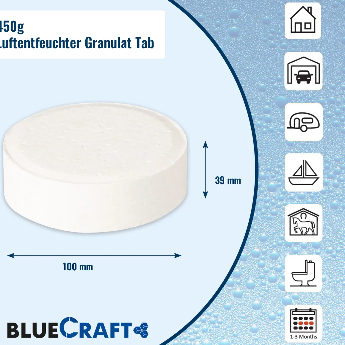 12x 450g Luftentfeuchter Granulat Tabs neutral mit Raumentfeuchter Box