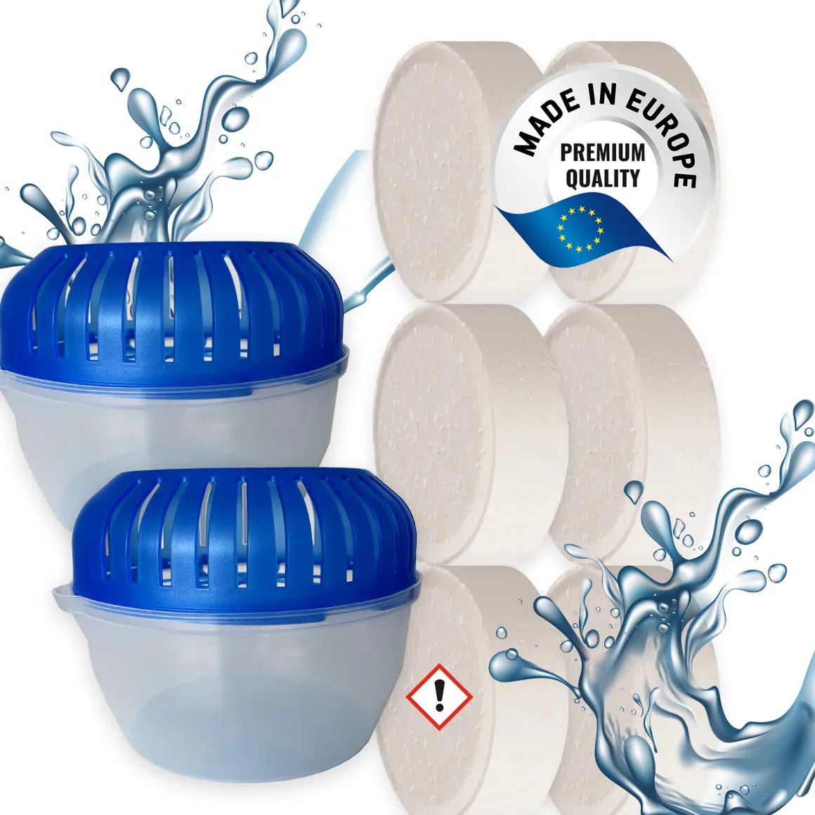 6x 450g Luftentfeuchter Tabs Nachfüllpack mit 2x Raumentfeuchter Box