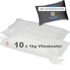 10x 1kg Luft-Entfeuchter Granulat im Vliesbeutel  Nachfüllpackung mit 1x Autoentfeuchter