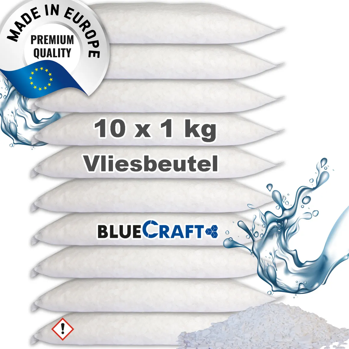 10x 1 kg Luftentfeuchter Granulat Nachfüllpack im Vliesbeutel für Raumentfeuchter