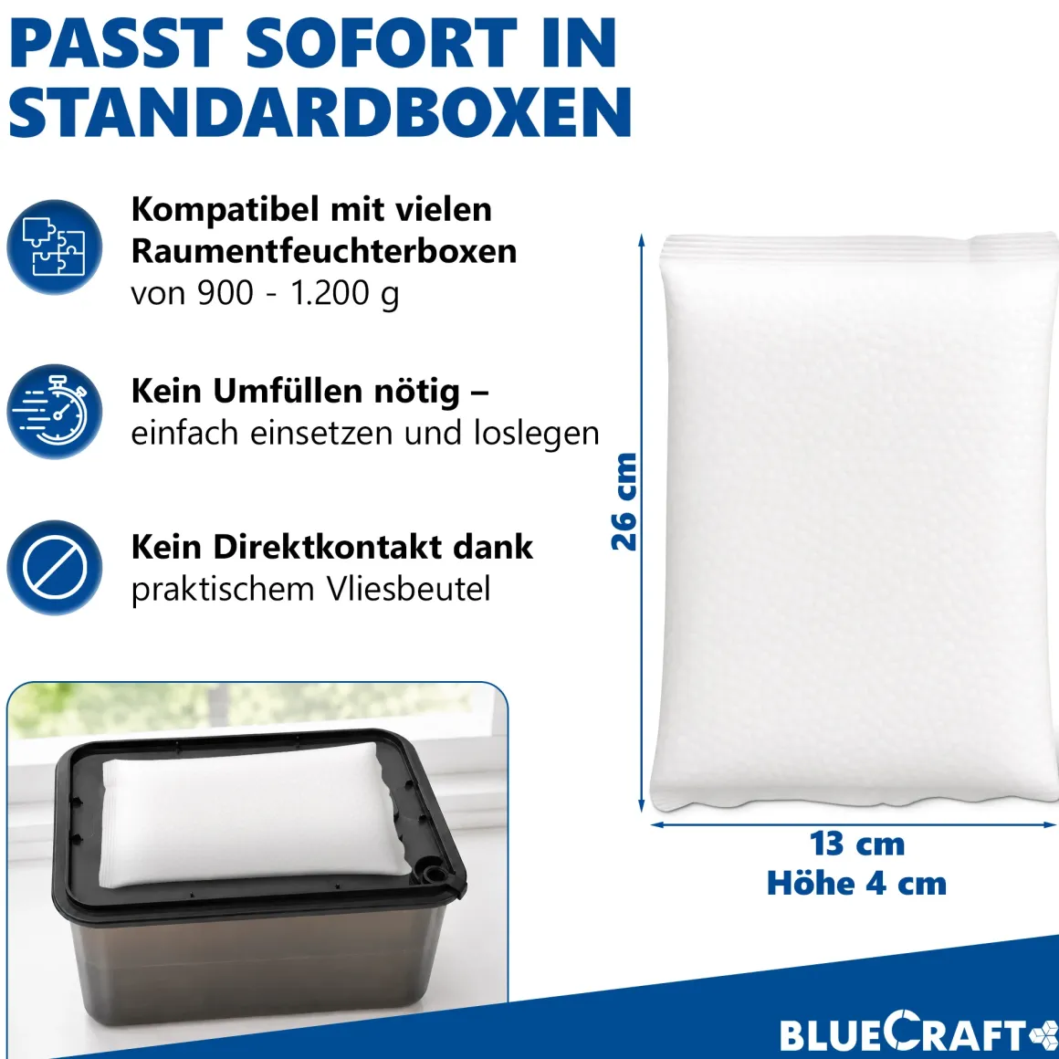 10x 1 kg Luftentfeuchter Prills Nachfüllpack im Vliesbeutel für Granulat Raumentfeuchter