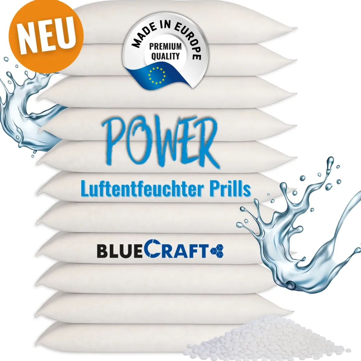 10x 1 kg Luftentfeuchter Prills Nachfüllpack im Vliesbeutel für Granulat Raumentfeuchter