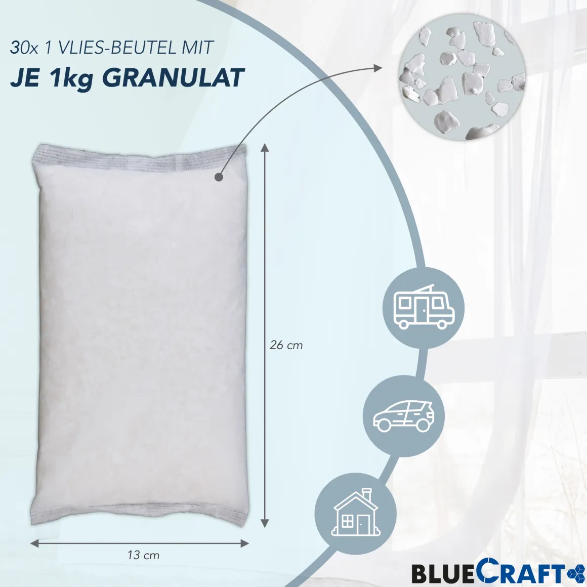 30x 1kg Raum Luftentfeuchter Granulat im Vliesbeutel