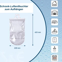 10x 1 kg Raum Luftentfeuchter Granulat im  Vliesbeutel +1x Luftentfeuchter Aufhänger für Schränke mit 450g Granulat im Vliesbeutel