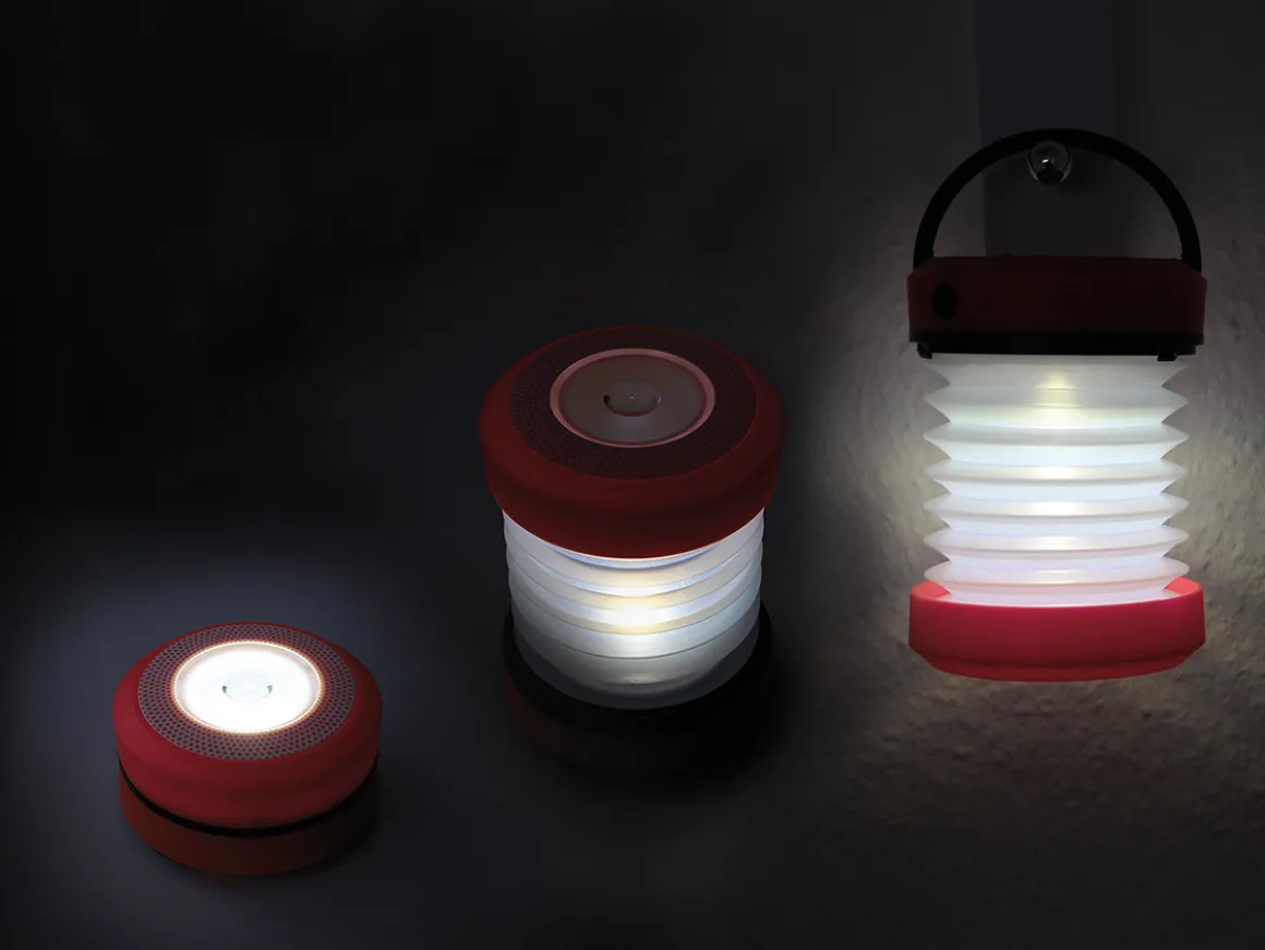 4x LED Campinglaterne/Lampe ausziehbar rot Batterien inklusive, wasserdicht nach IP44