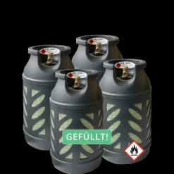 4x Premium 10 kg Composite Eigentum Propangasflasche gefüllt