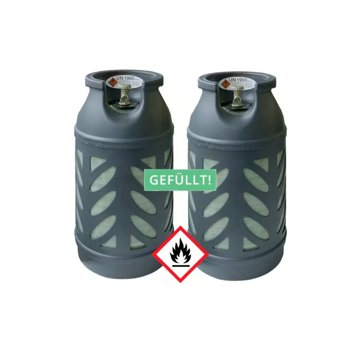 2x Premium 10 kg Composite Eigentum Propangasflasche gefüllt