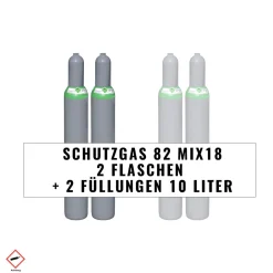 2 x Schutzgas 82 | Mix 18 Gasflasche 10 Liter   Mischgas gefüllte Umlaufflaschen